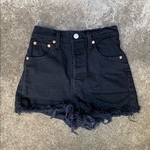 Black Ribcage Levi Denim Shorts
